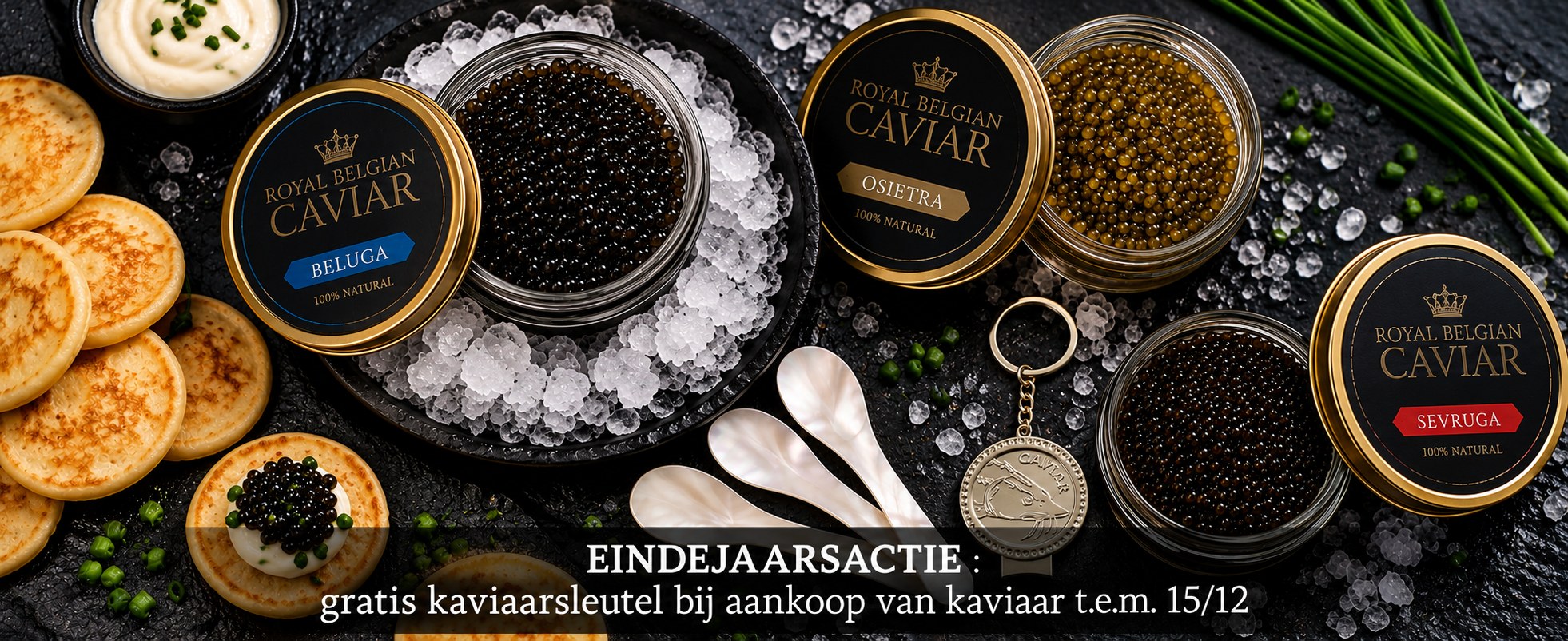 Eindejaarsactie: gratis kaviaarsleutel bij aankoop van kaviaar t.e.m. 15/12