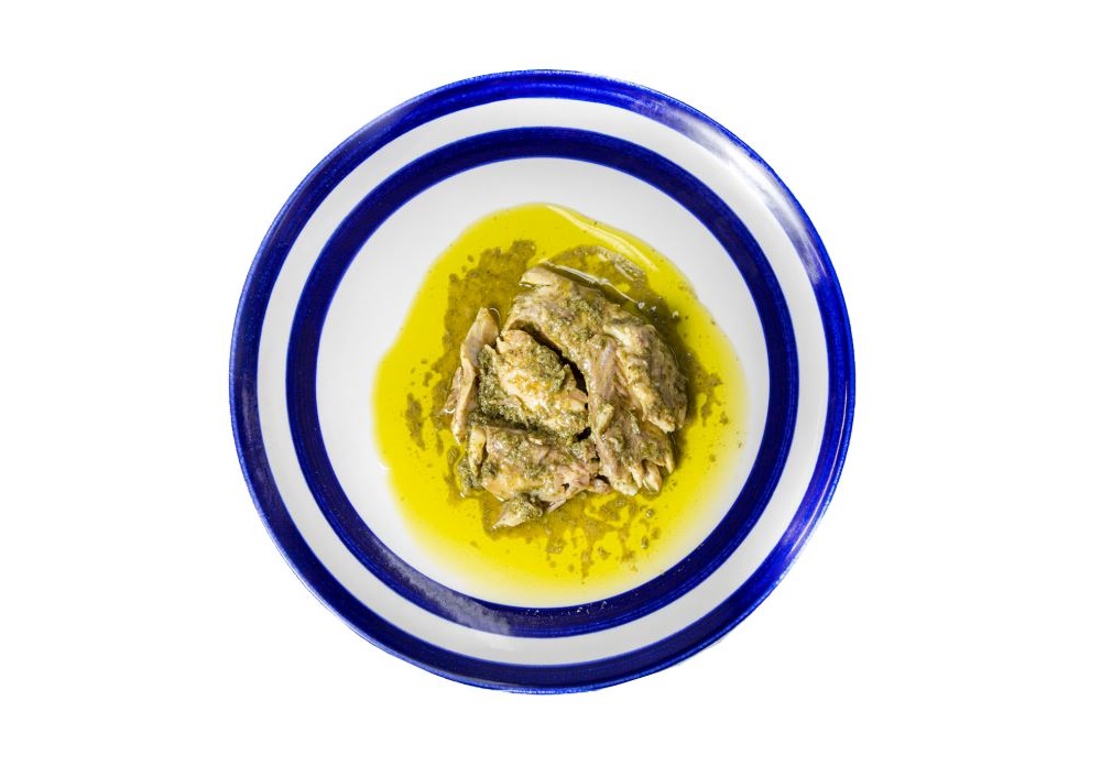 Zeebaars in pesto saus